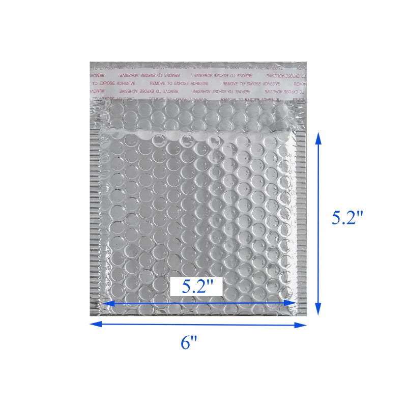 HOSL Bubble Mailer 5.2x5.2"(Inner) Shipping Envelopes 20 Pack Padded Envelopes for Mailing Shipping Packaging small Business Waterproof Package Bags Bulk (Silver) - Image 2